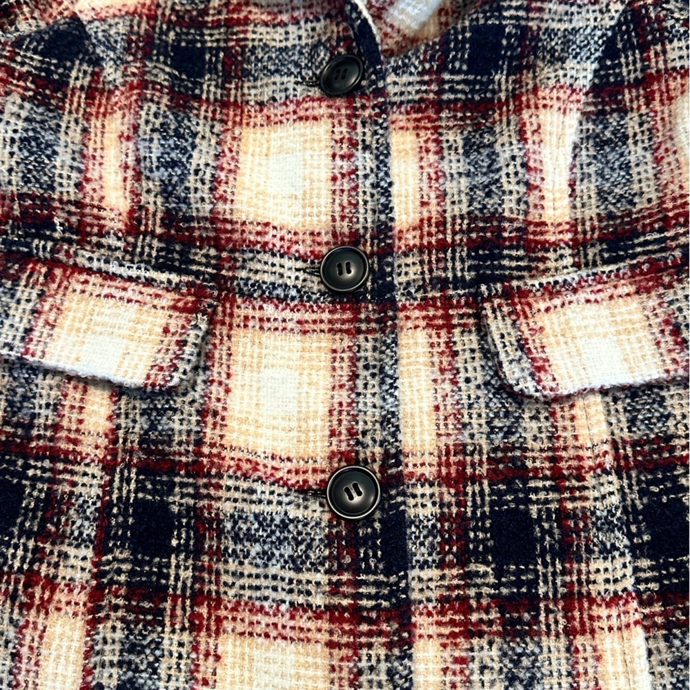 NWT! Molly Bracken Plaid Pattern Women's Coat Navy Size Large - Picture 6 of 11